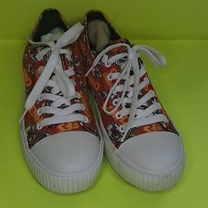 Women's Orange Graphic Lace-Up Athletic Sneakers